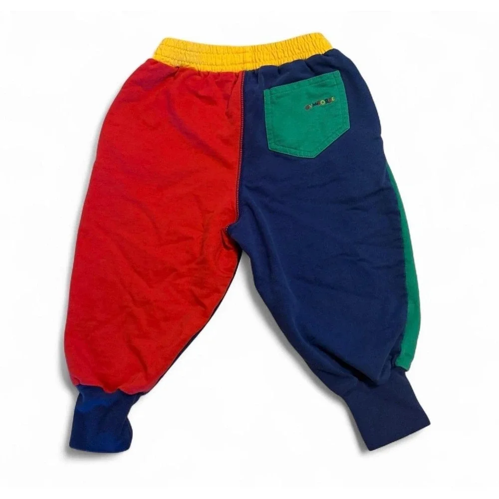 Vintage Gymboree Color Block Jogger Pants Small Made In USA Red Blue Green 18M